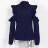 Cold Shoulder Tops Women 2018 Spring New Arrivals Fashion Ruffle Long Sleeeve Shirts Ladies Casual Chiffon Blouses Red White