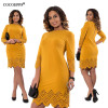 COCOEPPS Women Large Size Dress 2017 Plus Size Ladies O Neck Three Quarter Summer Short Dresses with Zipper Vestidos Femininos