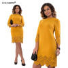 COCOEPPS Women Large Size Dress 2017 Plus Size Ladies O Neck Three Quarter Summer Short Dresses with Zipper Vestidos Femininos