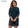 COCOEPPS Women Large Size Dress 2017 Plus Size Ladies O Neck Three Quarter Summer Short Dresses with Zipper Vestidos Femininos