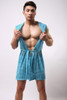 male bathrobe summer elastic nylon mesh robe men with a hood bathrobe robe sexy sleepwear men