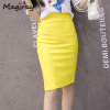 Magiray High Waist Elastic Pencil Skirt Female Bodycon Skirts Womens Summer 2017 Knee Length Back Split Ladies Office Saia C571