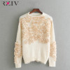 RZIV 2017 Autumn and winter women sweater and pullovers leisure female flowers embroidered patch knitted sweater RZIV 2017 Autumn and winter women sweater and pullovers leisure female flowers embroidered patch knitted sweater