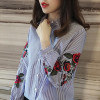 RUGOD 2018 Spring Shirts Women Turn-Down Long Sleeve Flower Embroidery Single-Breasted Blouses Lady Fashion Loose Tops Blusas