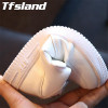 New Girls Boys Breathable White Shoes Children Leather Sports Shoes High Leisure Antislip Soft Bottom Flat Basket Kids' Sneakers