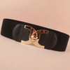New free shipping stretch wide waist fashion gold large buckle belt girdle female Body sculpting cummerbund elastic solid women
