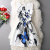 New Ladies Party Dress Women Summer Office Ladies O Neck Jacquard Print Vintage Ball Gown Slim Vest Dresses Vestidos Clothes