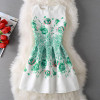 New Ladies Party Dress Women Summer Office Ladies O Neck Jacquard Print Vintage Ball Gown Slim Vest Dresses Vestidos Clothes