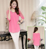 New Korean  Summer Blusas Femininas Loose Lace Blouse O-Neck Half Sleeve Dot Print Chiffon Blouses Women Lace Shirt