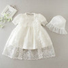 Retail 2016 New Newborn Baby Girl Christening Gown 3pcs Sets Infant Girls Princess Lace Baptism Dress Toddler Baby Clothes E1785