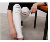 RenYvtil Plus Size 2017 High Elastic Cotton Women Black High Waist Torn Jeans Ripped Knee Skinny Pencil Pants Slim Capris 3XL