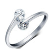 Fashion Korean Simple Elegant Opening Silver 2 Rhinestone S925sliver Crystal Wedding Ring