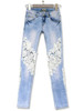 Fashion hollow out lace patchwork skinny full length jeans women pants trousers plus size for feminino ladies