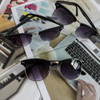 Fashion High Quality Half Metal Sunglasses Men Women Brand Designer Glasses Mirror Sun Glasses Fashion  UV400 Classic