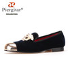 Fashion Handmade Medusa Top and Metal Toe Men Velvet Dress shoes Men Luxurious Prom and Banquet Loafers Plus Size Men's Flats