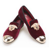 Fashion Handmade Medusa Top and Metal Toe Men Velvet Dress shoes Men Luxurious Prom and Banquet Loafers Plus Size Men's Flats