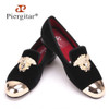 Fashion Handmade Medusa Top and Metal Toe Men Velvet Dress shoes Men Luxurious Prom and Banquet Loafers Plus Size Men's Flats