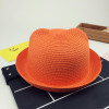 Fashion Girls Boys Straw Hats Summer Baby Sun Hat Lovely Children Solid Floppy Cat Ears Decor Cap JL