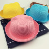 Fashion Girls Boys Straw Hats Summer Baby Sun Hat Lovely Children Solid Floppy Cat Ears Decor Cap JL