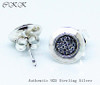 Signature Earrings Authentic 925 Sterling Silver with Clear Cz Stud Earrings for Women Fine Jewelry Free shipping PFE009