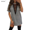 Sibybo Summer T Shirt Dress 2017 Women Deep V Neck Lace Up Sexy Bodycon Bandage Party Dresses Casual T-Shirt Dress Vestidos Sibybo Summer T Shirt Dress 2017 Women Deep V Neck Lace Up Sexy Bodycon Bandage Party Dresses Casual T-Shirt Dress Vestidos