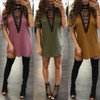 Sibybo Summer T Shirt Dress 2017 Women Deep V Neck Lace Up Sexy Bodycon Bandage Party Dresses Casual T-Shirt Dress Vestidos Sibybo Summer T Shirt Dress 2017 Women Deep V Neck Lace Up Sexy Bodycon Bandage Party Dresses Casual T-Shirt Dress Vestidos