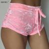 Sibybo Sexy Velvet Women Shorts 2016 6 Colors New Fashion High Waist Lace Up shorts Autumn Winter Mini Skinny Shorts Plus Size