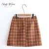 Shugo Wynne Mori Girl Skirts 2017 Autumn Winter New Women Kawaii Bear Plaid Pocket Pack Hip Slim Woolen Skirt A-line Skirt