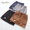 Shugo Wynne Mori Girl Skirts 2017 Autumn Winter New Women Kawaii Bear Plaid Pocket Pack Hip Slim Woolen Skirt A-line Skirt