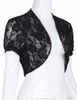 Short Sleeve Women Jacket 2017 Womens Ladies Cropped Shrug Black White Extra Short Open Stitch New Fashion Lace Bolero Outerwear