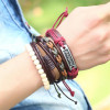 Hot selling 1Set 4pcs Punk Braided Adjustable Leather Bracelets Men For Women Cuff Vintage Jewelry  Wholesale Pulseras Hombre Hot selling 1Set 4pcs Punk Braided Adjustable Leather Bracelets Men For Women Cuff Vintage Jewelry  Wholesale Pulseras Hombre