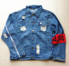 New mens hip hop ripped jeans denim jacket coat fear of god FourTwoFour 424 jeans jackets for men z14