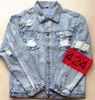 New mens hip hop ripped jeans denim jacket coat fear of god FourTwoFour 424 jeans jackets for men z14
