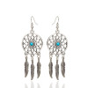 Hot Bohemian Feather Tassel Turquoise Dream Catcher Dangle Earrings Hook Ear Jewelry