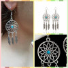 Hot Bohemian Feather Tassel Turquoise Dream Catcher Dangle Earrings Hook Ear Jewelry