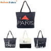 High quality Women Canvas Handbag Shopping Shoulder Bag Paris Eiffel Tower Bookbag Tote