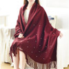 High Quality Winter Spring Fashion Wool Scarf Women 2016 Solid Thick Warm Knitted Scarves Pearl decorated Ladies Scarfs Shawls