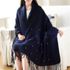 High Quality Winter Spring Fashion Wool Scarf Women 2016 Solid Thick Warm Knitted Scarves Pearl decorated Ladies Scarfs Shawls