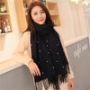 High Quality Winter Spring Fashion Wool Scarf Women 2016 Solid Thick Warm Knitted Scarves Pearl decorated Ladies Scarfs Shawls