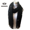 High Quality Winter Spring Fashion Wool Scarf Women 2016 Solid Thick Warm Knitted Scarves Pearl decorated Ladies Scarfs Shawls