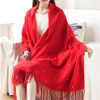 High Quality Winter Spring Fashion Wool Scarf Women 2016 Solid Thick Warm Knitted Scarves Pearl decorated Ladies Scarfs Shawls