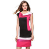 FINEJO Women Fashion Sexy Bodycon Dress Vestidos Geometrical Patchwork Contrast Color Short Sleeve O-neck Pencil Dress S-XXXL