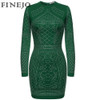 FINEJO Women Autumn Bling Sequin Bodycon Dress Sexy Geometric Retro O-neck Long Sleeve Elegant Bandage Pencil Office Dresses