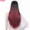 Feilimei Middle Part Ombre Gray Wig Synthetic Japanese Fiber 26 Inch 280g Long Straight Full Head Wigs for Women Hair Extensions