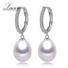 Featured Brand wedding freshwater silver pearl hoop earrings,white natural pearl earrings jewelry for women trendy birthday gift