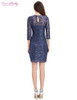 Cocktail Dress HE03792 Ever Pretty New Fashion Party Elegant Three Quarter Sleeve Slim Lace Black Dress 2017