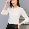 BIBOYAMALL Women Body Blouse Shirt Long Sleeve V Neck Fashion White Red Pink Blue Summer Autumn Female Clothing Korean Tops