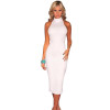 Gamiss New Spring Summer Fashion Turtleneck Sleeveless Elegant Pencil Dress Women Sexy Club Cocktail Party Bodycon Bandage Dress