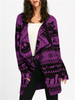 Gamiss Halloween Skull Knitting Tunic Cardigans Autumn Winter Women Long Sweaters Open Stitch Knitted Outwear Female Cardigan