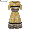 gamiss 2017 5XL Summer plus size dress print dress series women cotton plus size strapless high waist short sleeve ladies dress